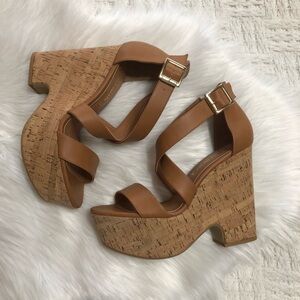 Patron by Perugia Natural Platform Cognac Sandal